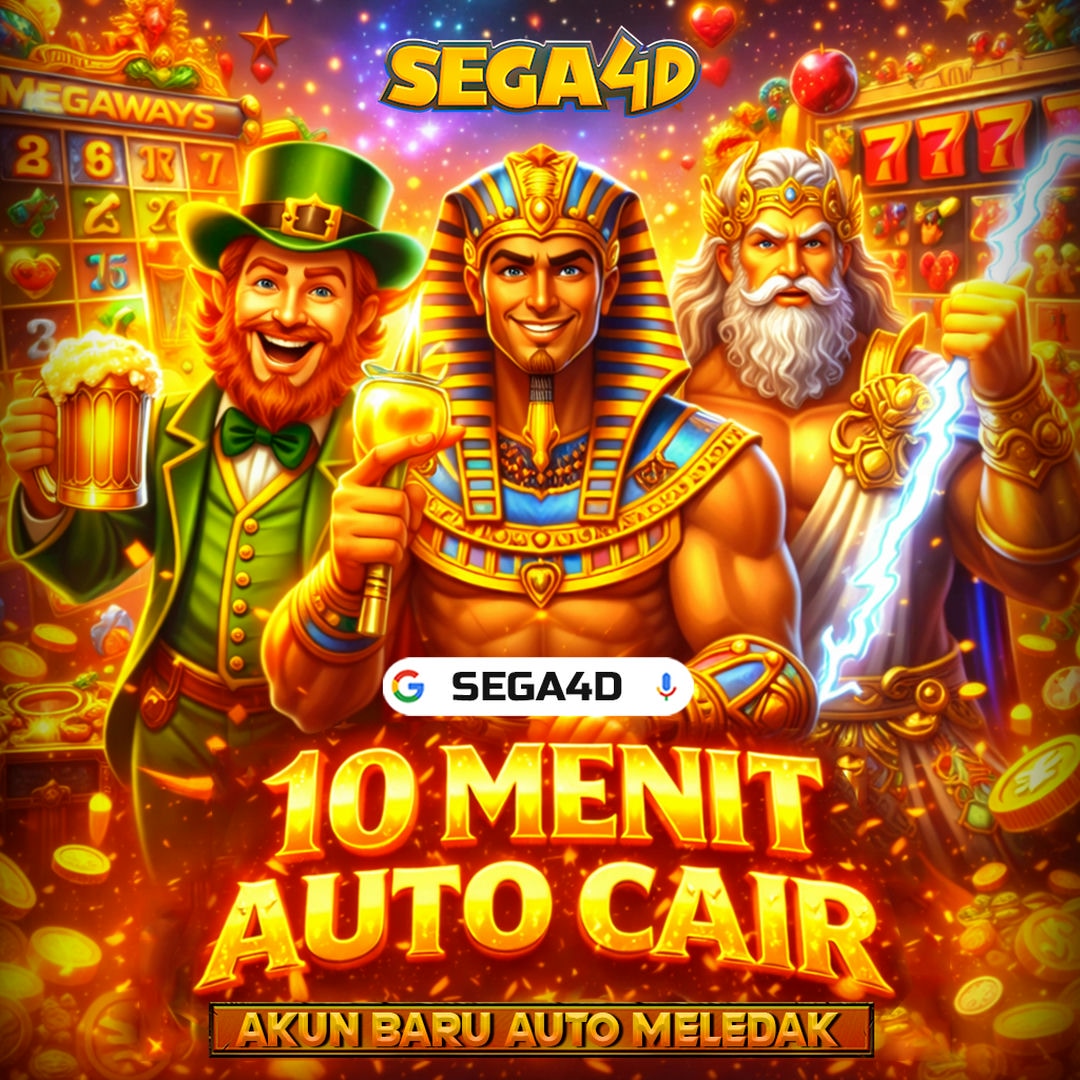Poster SEGA4D menampilkan tiga tokoh fantasi dan desain emas menyala